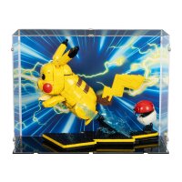 Display acrilico per LEGO&reg; 72153 Pok&eacute;mon Pikachu e Pok&eacute; Ball  (con immagine di sfondo e base nera)