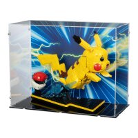 Display acrilico per LEGO&reg; 72153 Pok&eacute;mon Pikachu e Pok&eacute; Ball  (con immagine di sfondo e base nera)