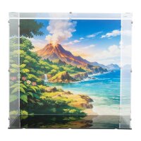 Acryl-Display f&uuml;r LEGO&reg; 72153 Pok&eacute;mon Bisaflor, Glurak und Turtok  (Mit Hintergrundbild & schwarzem Boden)