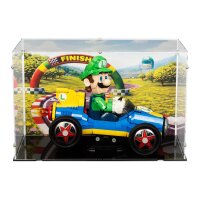 Acrylic display for LEGO&reg; 72050 Mario Kart Luigi & Mach 8  (With background image & black base)