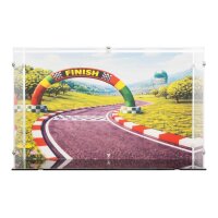 Acrylic display for LEGO&reg; 72050 Mario Kart Luigi & Mach 8  (With background image & black base)