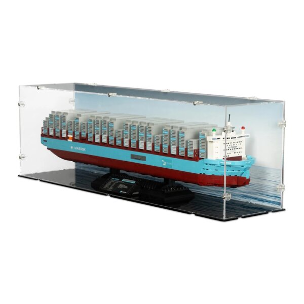 Acrylic display for LEGO&reg; 40955 Maersk Dual-Fuel Container Vessel  (With background image & black base)