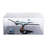 Pr&eacute;sentoir en acrylique pour LEGO&reg; 11378 Avion de ligne Douglas DC-3 de la PAN AM (avec fond noir)
