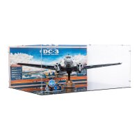 Acrylic display for LEGO&reg; 11378 Douglas DC-3 PAN AM Airliner (With background image & black base)