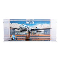 Acrylic display for LEGO&reg; 11378 Douglas DC-3 PAN AM Airliner (With background image & black base)