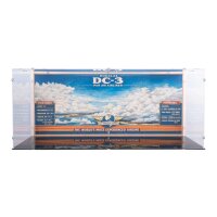 Acrylic display for LEGO&reg; 11378 Douglas DC-3 PAN AM Airliner (With background image & black base)