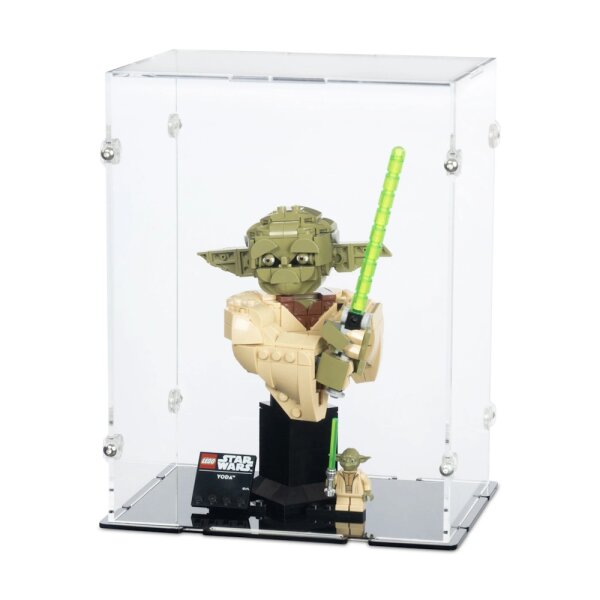 Acrylic display for LEGO&reg; 75438 Star Wars - Yoda Bust (With black floor)
