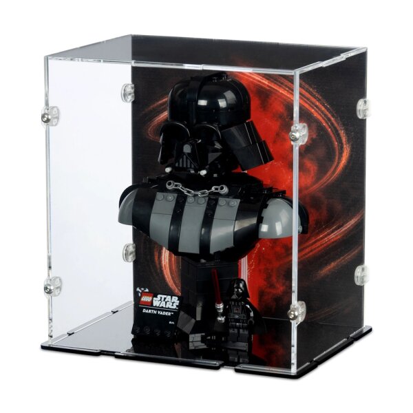 Acrylic display for LEGO&reg; 75439 Star Wars - Darth Vader Bust (With background image & black base)