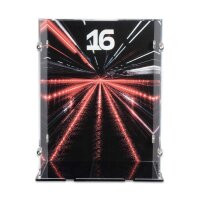 Acrylic display for LEGO&reg; 43014 Scuderia Ferrari HP Charles Leclerc Helmet (With background image & black base)