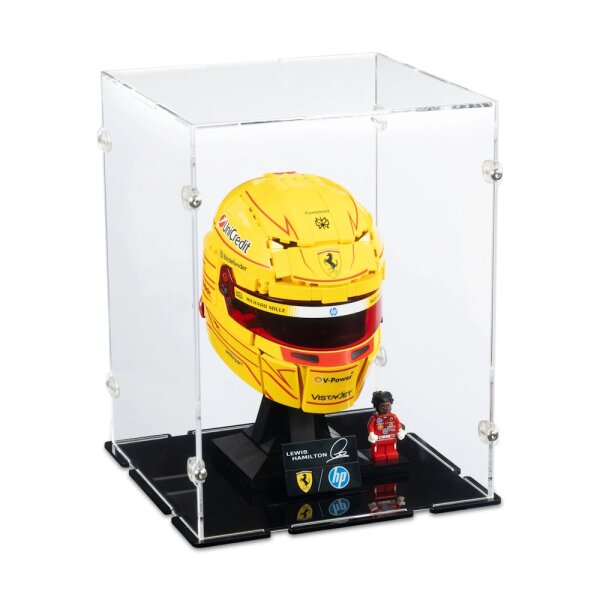 Pr&eacute;sentoir en acrylique pour LEGO&reg; 43022 Scuderia Ferrari HP Casque de Lewis Hamilton (avec fond noir)