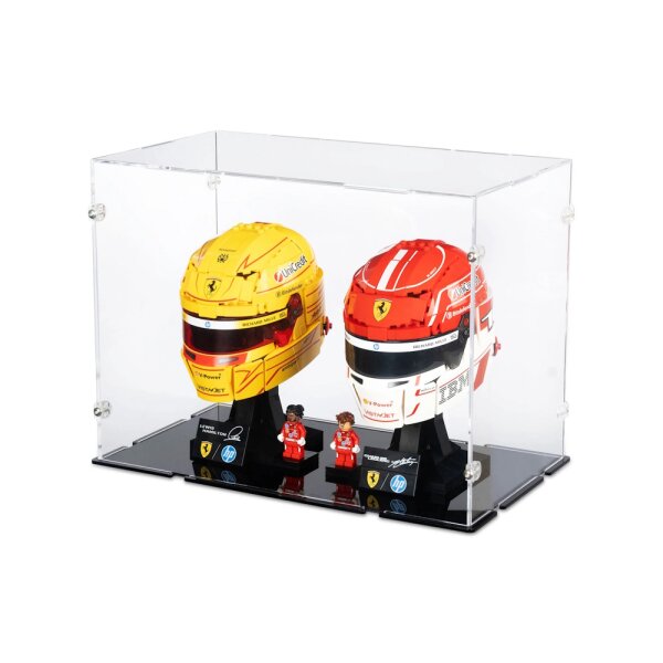 Acryl-Display f&uuml;r 2 x LEGO&reg; F1 Helme (Mit schwarzem Boden)