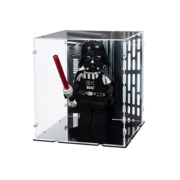 Acrylic display for LEGO&reg; 75461 Star Wars - Up-Scaled Darth Vader Minifigure  (With background image & black base)