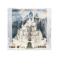 Acryl-Display f&uuml;r LEGO&reg; 11377 Der Herr der Ringe - Minas Tirith (Mit Hintergrundbild & weissem Boden)