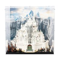 Acryl-Display f&uuml;r LEGO&reg; 11377 Der Herr der Ringe - Minas Tirith (Mit Hintergrundbild & schwarzer Holzbodenoptik)