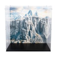 Acryl-Display f&uuml;r LEGO&reg; 11377 Der Herr der Ringe - Minas Tirith (Mit Hintergrundbild & schwarzer Holzbodenoptik)