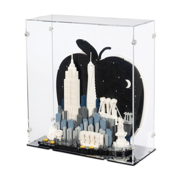 Pr&eacute;sentoir en acrylique pour LEGO&reg; 21066 New York City - la grosse pomme (avec fond noir)