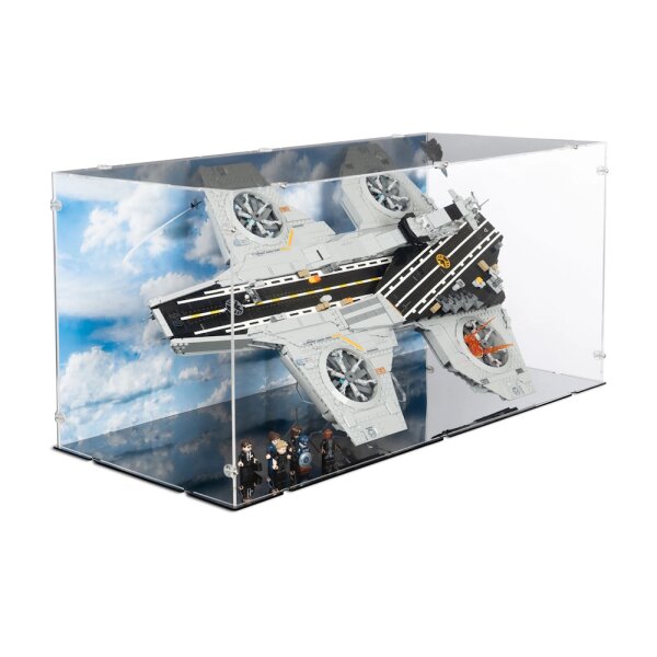 Acrylic display & 2in1 Stand for LEGO&reg; 76354 S.H.I.E.L.D. Helicarrier (With background image & black base)
