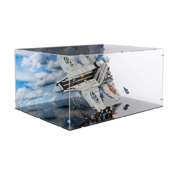 Acrylic XL display & 2in1 Stand for LEGO&reg; 76354 S.H.I.E.L.D. Helicarrier (With background image & black base)