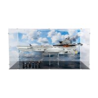 Acrylic XL display & 2in1 Stand for LEGO&reg; 76354 S.H.I.E.L.D. Helicarrier (With background image & black base)