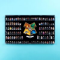 Pr&eacute;sentoir mural en acrylique pour 116 minifigurines LEGO&reg; Harry Potter et logo HP 76462 (avec fond noir)