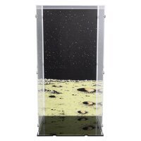 Acrylic display for LEGO&reg; 21367 Tintin&reg; Moon Rocket (With background image & black base)