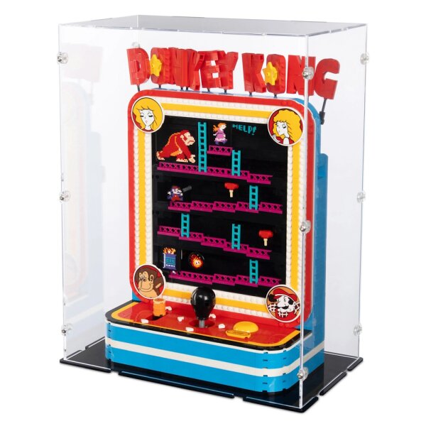 Display in acrilico per LEGO&reg; 72051 Donkey Kong Arcade (con fondo nero)