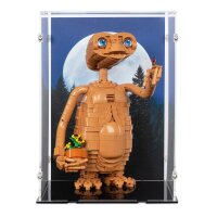 Pr&eacute;sentoir en acrylique pour LEGO&reg; 21370 E.T. the Extra-Terrestrial  (Avec image de fond et base noire)