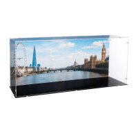 Pr&eacute;sentoir en acrylique pour LEGO&reg; 21067 Tower Bridge (Avec image de fond et base noire)