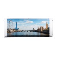 Pr&eacute;sentoir en acrylique pour LEGO&reg; 21067 Tower Bridge (Avec image de fond et base noire)