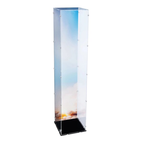 Pr&eacute;sentoir en acrylique pour LEGO&reg; 21309/92176 NASA Apollo Saturn V (Avec image de fond et base noire)