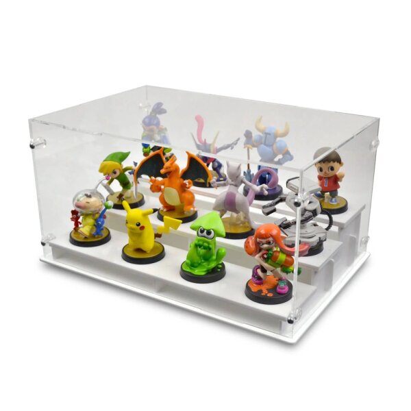 Acryl-Display f&uuml;r 12 Nintendo Amiibo Figuren (Mit weissem Boden)