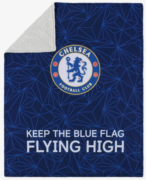 Chelsea FC - EPL - Slogan Sherpa Plüsch Decke